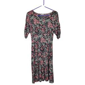 Fat Face Black Blush Delilah Stretch Jersey Empire Waist Tie Back Dress 8 Floral